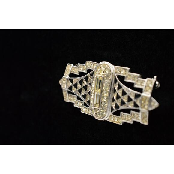 Givenchy Vintage Crystal Pin Brooch Deco Rhinestone Enamel Runway Signed BinF - Picture 3 of 11